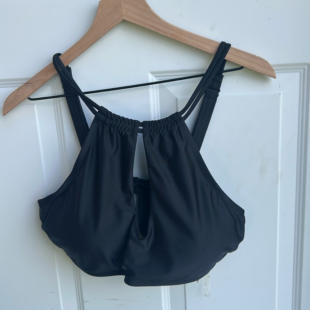 Time and Tru Black Strappy Swim Top, NWT
